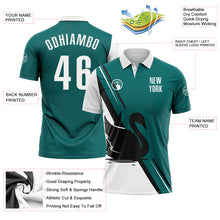 Laden Sie das Bild in den Galerie-Viewer, Custom Teal White-Black 3D Pattern Design Animal Swan Performance Polo Shirt