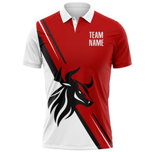 Laden Sie das Bild in den Galerie-Viewer, Custom Red White-Black 3D Pattern Design Animal Bull Performance Polo Shirt
