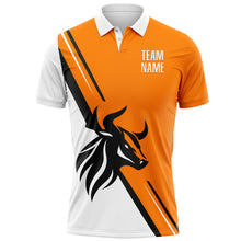 Laden Sie das Bild in den Galerie-Viewer, Custom Bay Orange White-Black 3D Pattern Design Animal Bull Performance Polo Shirt
