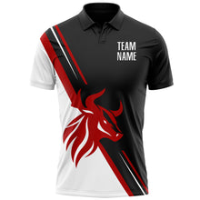 Laden Sie das Bild in den Galerie-Viewer, Custom Black White-Red 3D Pattern Design Animal Bull Performance Polo Shirt