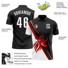 Laden Sie das Bild in den Galerie-Viewer, Custom Black White-Red 3D Pattern Design Animal Bull Performance Polo Shirt