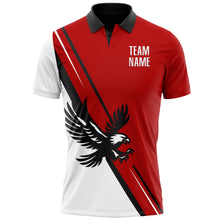 Laden Sie das Bild in den Galerie-Viewer, Custom Red White-Black 3D Pattern Design Animal Eagle Performance Polo Shirt