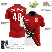 Laden Sie das Bild in den Galerie-Viewer, Custom Red White-Black 3D Pattern Design Animal Eagle Performance Polo Shirt