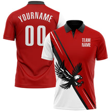 Laden Sie das Bild in den Galerie-Viewer, Custom Red White-Black 3D Pattern Design Animal Eagle Performance Polo Shirt