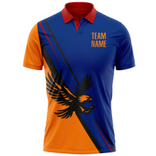 Laden Sie das Bild in den Galerie-Viewer, Custom Royal Bay Orange Red-Black 3D Pattern Design Animal Eagle Performance Polo Shirt