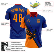 Laden Sie das Bild in den Galerie-Viewer, Custom Royal Bay Orange Red-Black 3D Pattern Design Animal Eagle Performance Polo Shirt