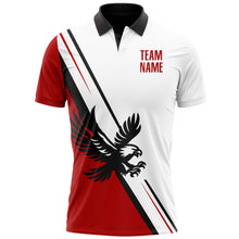 Laden Sie das Bild in den Galerie-Viewer, Custom White Red-Black 3D Pattern Design Animal Eagle Performance Polo Shirt