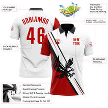 Laden Sie das Bild in den Galerie-Viewer, Custom White Red-Black 3D Pattern Design Animal Eagle Performance Polo Shirt