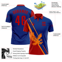Laden Sie das Bild in den Galerie-Viewer, Custom Royal Red-Bay Orange 3D Pattern Design Animal Eagle Performance Polo Shirt