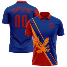Laden Sie das Bild in den Galerie-Viewer, Custom Royal Red-Bay Orange 3D Pattern Design Animal Eagle Performance Polo Shirt