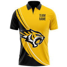 Laden Sie das Bild in den Galerie-Viewer, Custom Yellow Black-White 3D Pattern Design Animal Tiger Performance Polo Shirt