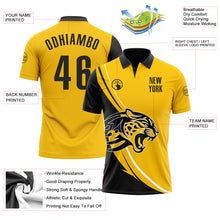 Laden Sie das Bild in den Galerie-Viewer, Custom Yellow Black-White 3D Pattern Design Animal Leopard Performance Polo Shirt