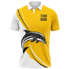 Laden Sie das Bild in den Galerie-Viewer, Custom Yellow Black-White 3D Pattern Design Animal Dolphin Performance Polo Shirt