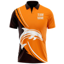Laden Sie das Bild in den Galerie-Viewer, Custom Bay Orange White-Brown 3D Pattern Design Animal Dolphin Performance Polo Shirt