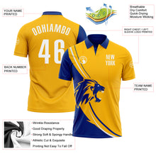 Laden Sie das Bild in den Galerie-Viewer, Custom Gold White-Royal 3D Pattern Design Animal Lion Performance Polo Shirt