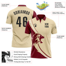 Laden Sie das Bild in den Galerie-Viewer, Custom Cream Black-Crimson 3D Pattern Design Animal Lion Performance Polo Shirt
