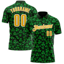Загрузить изображение в средство просмотра галереи, Custom Green Gold-White 3D St. Patrick's Day Shamrock Performance Polo Shirt