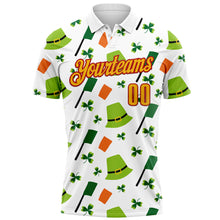 Загрузить изображение в средство просмотра галереи, Custom White Gold-Red 3D St. Patrick's Day Shamrock Performance Polo Shirt
