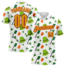Загрузить изображение в средство просмотра галереи, Custom White Gold-Red 3D St. Patrick's Day Shamrock Performance Polo Shirt