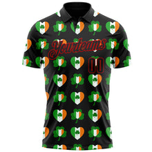 Laden Sie das Bild in den Galerie-Viewer, Custom Black Red 3D St. Patrick's Day Shamrock Performance Polo Shirt