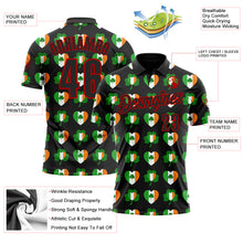 Laden Sie das Bild in den Galerie-Viewer, Custom Black Red 3D St. Patrick's Day Shamrock Performance Polo Shirt