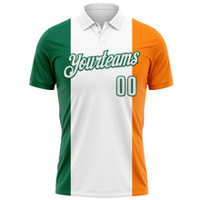 Загрузить изображение в средство просмотра галереи, Custom White Kelly Green-Bay Orange 3D St. Patrick's Day Shamrock Performance Polo Shirt