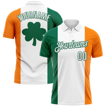 Загрузить изображение в средство просмотра галереи, Custom White Kelly Green-Bay Orange 3D St. Patrick's Day Shamrock Performance Polo Shirt