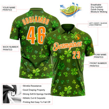 Загрузить изображение в средство просмотра галереи, Custom Green Bay Orange-White 3D St. Patrick's Day Shamrock Performance Polo Shirt