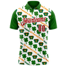 Загрузить изображение в средство просмотра галереи, Custom White Red-Green 3D St. Patrick's Day Shamrock Performance Polo Shirt