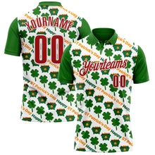Загрузить изображение в средство просмотра галереи, Custom White Red-Green 3D St. Patrick's Day Shamrock Performance Polo Shirt