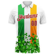 Laden Sie das Bild in den Galerie-Viewer, Custom White Red Green-Bay Orange 3D St. Patrick's Day Shamrock Performance Polo Shirt
