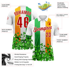 Laden Sie das Bild in den Galerie-Viewer, Custom White Red Green-Bay Orange 3D St. Patrick's Day Shamrock Performance Polo Shirt