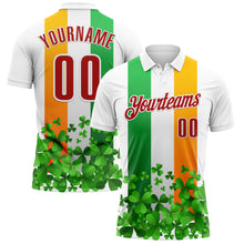 Laden Sie das Bild in den Galerie-Viewer, Custom White Red Green-Bay Orange 3D St. Patrick's Day Shamrock Performance Polo Shirt