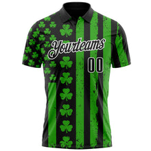 Загрузить изображение в средство просмотра галереи, Custom Black Green-White 3D St. Patrick's Day Shamrock Performance Polo Shirt