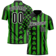 Загрузить изображение в средство просмотра галереи, Custom Black Green-White 3D St. Patrick's Day Shamrock Performance Polo Shirt