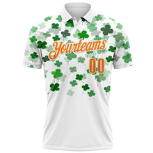 Загрузить изображение в средство просмотра галереи, Custom White Bay Orange-Yellow 3D St. Patrick's Day Shamrock Performance Polo Shirt