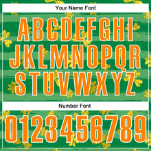 Laden Sie das Bild in den Galerie-Viewer, Custom Kelly Green Bay Orange-White 3D St. Patrick's Day Shamrock Performance Polo Shirt