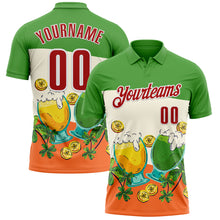 Загрузить изображение в средство просмотра галереи, Custom Green Red-White 3D St. Patrick's Day Shamrock Beer Performance Polo Shirt