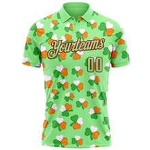 Laden Sie das Bild in den Galerie-Viewer, Custom Pea Green Red 3D St. Patrick's Day Shamrock Performance Polo Shirt