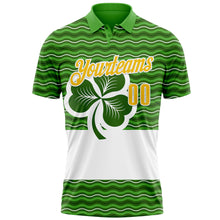Загрузить изображение в средство просмотра галереи, Custom Green Yellow-White 3D St. Patrick's Day Shamrock Performance Polo Shirt
