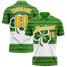 Загрузить изображение в средство просмотра галереи, Custom Green Yellow-White 3D St. Patrick's Day Shamrock Performance Polo Shirt