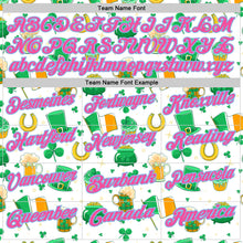 Laden Sie das Bild in den Galerie-Viewer, Custom White Pink-Light Blue 3D St. Patrick's Day Shamrock Beer Performance Polo Shirt