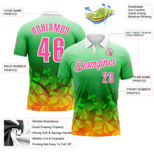 Загрузить изображение в средство просмотра галереи, Custom Green Pink-White 3D St. Patrick's Day Shamrock Performance Polo Shirt