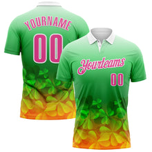 Загрузить изображение в средство просмотра галереи, Custom Green Pink-White 3D St. Patrick's Day Shamrock Performance Polo Shirt