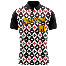 Laden Sie das Bild in den Galerie-Viewer, Custom Black Gold-White 3D Gambling Poker Performance Polo Shirt