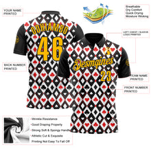 Laden Sie das Bild in den Galerie-Viewer, Custom Black Gold-White 3D Gambling Poker Performance Polo Shirt
