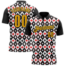 Laden Sie das Bild in den Galerie-Viewer, Custom Black Gold-White 3D Gambling Poker Performance Polo Shirt
