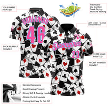 Laden Sie das Bild in den Galerie-Viewer, Custom Black Pink-Light Blue 3D Gambling Poker Performance Polo Shirt