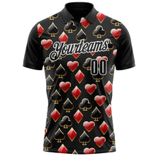 Laden Sie das Bild in den Galerie-Viewer, Custom Black White 3D Gambling Poker Performance Polo Shirt