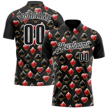Laden Sie das Bild in den Galerie-Viewer, Custom Black White 3D Gambling Poker Performance Polo Shirt